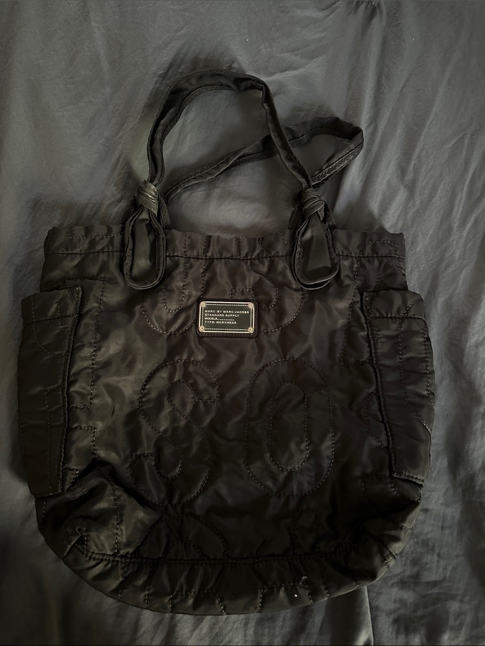 Black Marc Jacob’s Quilted Tote Bag with Knot Handles